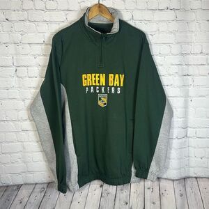 Green Bay Packers Quarter Zip Sweatshirt NFL Mens Green Yellow M Medium Football